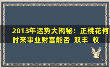 2013年运势大揭秘：正桃花何时来事业财富能否  双丰  收